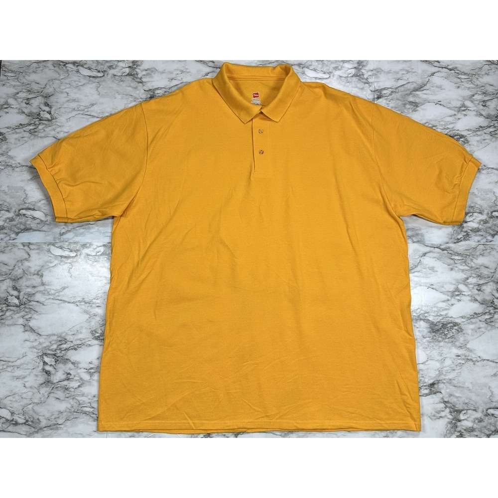 Hanes ComfortSoft Polo Shirt‎ Mens Size 2XL Yellow Short Sleeve NEW